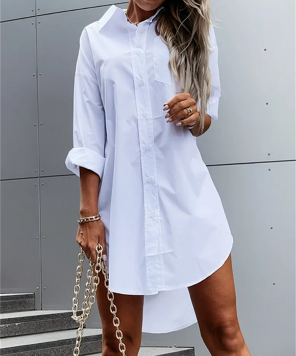 Female Simple Relaxed Fit Lapel Button Front Blouses